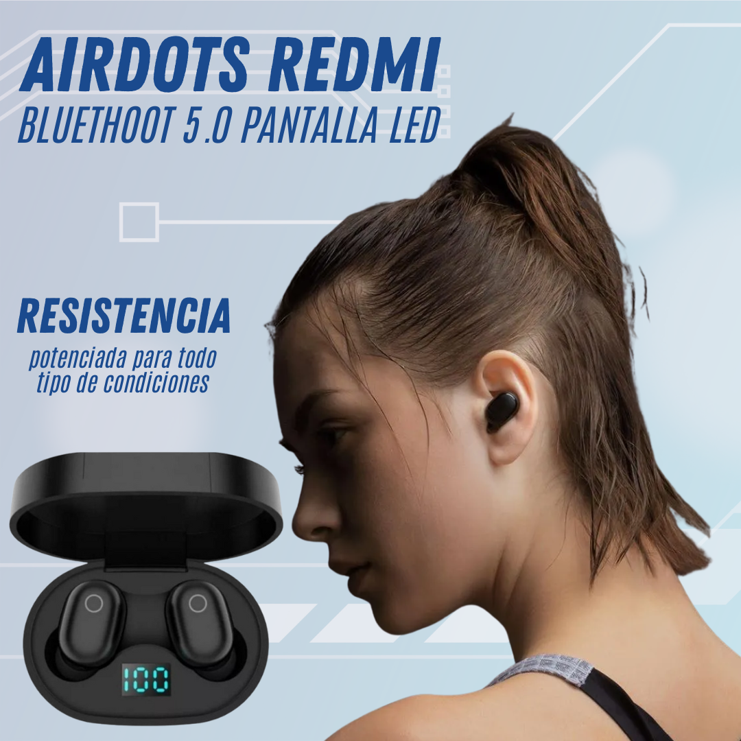 Auriculares Bluetooth Inalámbrico 5.0 Airdots Redmi con Pantalla y Estuche Power Bank Para Cargar.